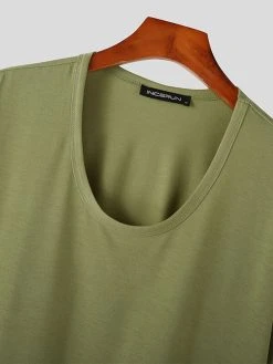 Mens Solid U-Neck Short Sleeve Loose T-Shirt 19 Mens Solid U-Neck Short Sleeve Loose T-Shirt -Incerun Shop f797859a 3249 4184 a6ff 73f204bb8595