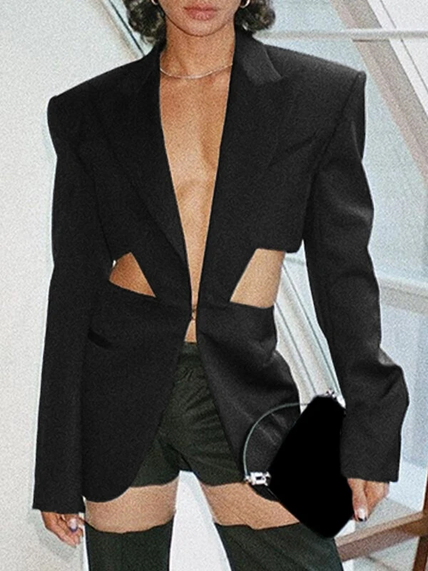 Mens Waist Cutout Casual Long Sleeve Blazer 3 Mens Waist Cutout Casual Long Sleeve Blazer