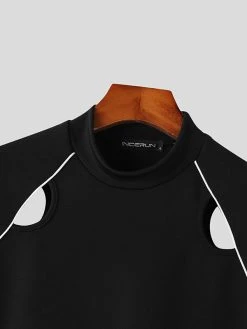 Mens Cutout Half-Collar Piped Raglan Sleeve T-Shirt -Incerun Shop f8d124e2 2c66 421d 96f1 7754d4a52d4c