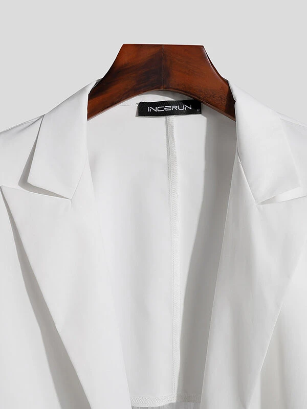 Mens See Through Mesh Patchwork Lapel Long Sleeve Blazer 7 Mens See Through Mesh Patchwork Lapel Long Sleeve Blazer - Image 5