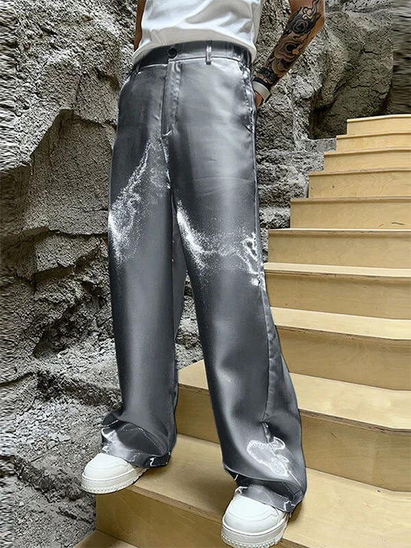 Mens High Shine Casual Straight Pants 5 Mens High Shine Casual Straight Pants - Image 3