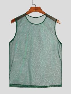 Men See Through Shiny Coating Crop Top -Incerun Shop f95bf85b 98a4 45d7 afd2 6e7754d10b25