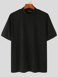 Mens Solid Short Sleeve Half-collar T-shirt -Incerun Shop f989eee5 bb26 4a75 b68a 9bd97ba1bcbd