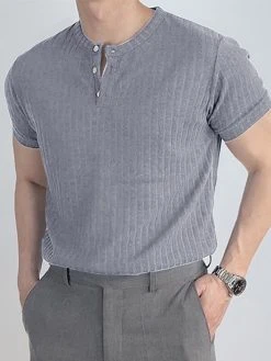 Mens Knitted Stripe Textured Stretchy Henley T-Shirt -Incerun Shop fa002e95 b0f3 495f b9a0 5444ed2a7d66
