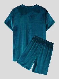 Mens Velvet Solid Crew Neck Casual Two Pieces Outfits -Incerun Shop fa0b6458 6228 4217 be56 e055a9d9d490
