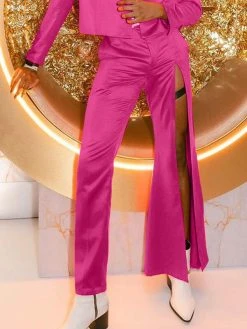 Men Satin Sexy Split Cutout Leg Pants