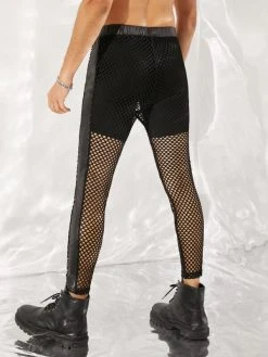 Men Mesh Patchwork PU Leather Slim Pants -Incerun Shop fb1f0a58 d33b 4dcd 9fb2 391c985fd188