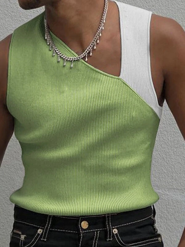 Men Sexy Patchwork Hollow Slim Sleeveless Vest 6 Men Sexy Patchwork Hollow Slim Sleeveless Vest - Image 4