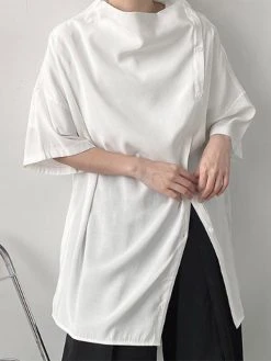 Men Side Placket Casual Half Sleeves Shirt