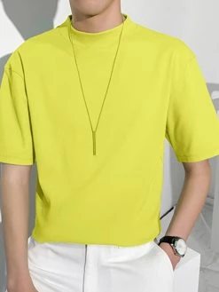 Mens High Neck Solid Color Short Sleeve T-shirt -Incerun Shop fccac5d9 4c36 4a91 993d 148bf5e2da65