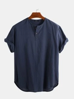 Mens Cotton Linen Thin & Breathable V-Neck Short Sleeve Henley Shirt -Incerun Shop fcf3ef6c 04ba 4b7c a06a e06a2e19c727
