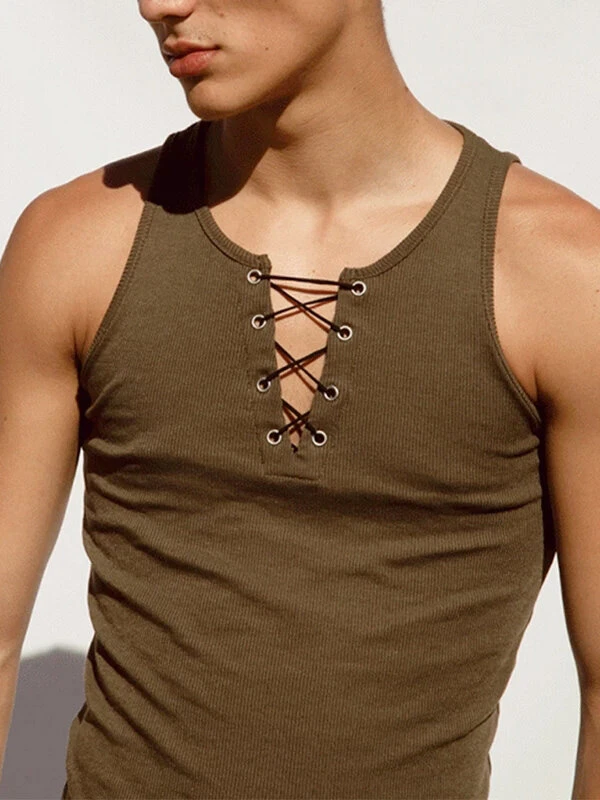 Mens Strappy Design Casual Solid Color Vest 4 Mens Strappy Design Casual Solid Color Vest - Image 2