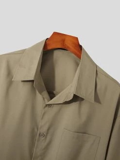 Mens Solid Roll-Up Lapel Collar Shirt -Incerun Shop fe1aeca1 5d55 4485 a742 f2368d19722b