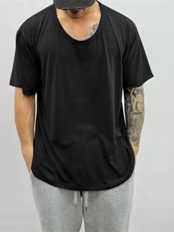Mens Solid U-Neck Short Sleeve Loose T-Shirt 14 Mens Solid U-Neck Short Sleeve Loose T-Shirt -Incerun Shop fe687503 299a 4cb6 80e9 09b22fa31ae9