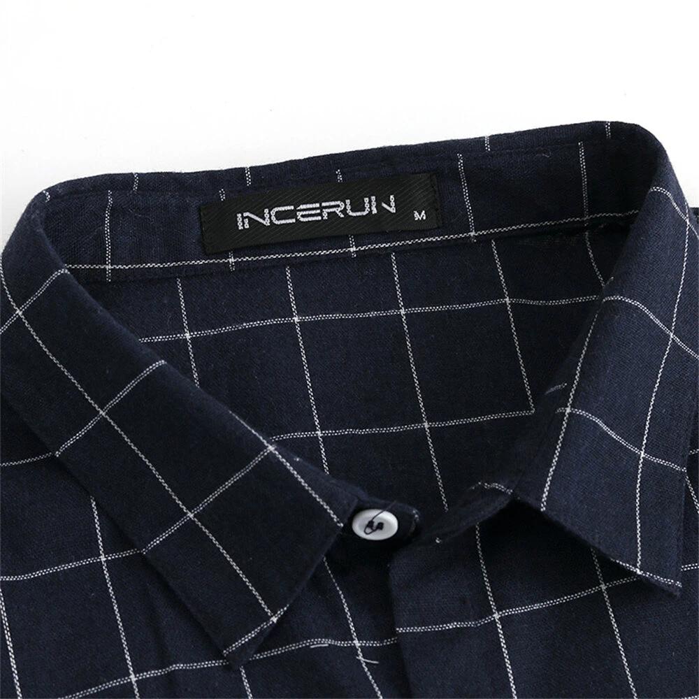 Mens Plaid Lapel Casual Short Sleeve Shirt 8 Mens Plaid Lapel Casual Short Sleeve Shirt - Image 6
