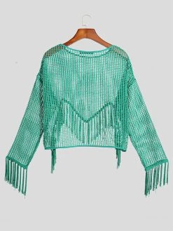 Mens Hollow Out Tassel Hem Long Sleeve Crop T-Shirt -Incerun Shop ffca78ee 09da 433c 8301 f1af399c15a4