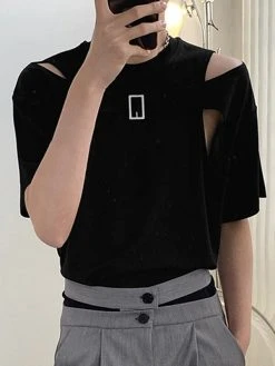 Mens Cutout Cold Shoulder Leisure T-Shirt -Incerun Shop ffd5cd14 509f 4357 9eb3 8b79bbc8a865